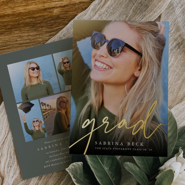 Script Foil Photo Graduation Announcement & Invite Folieneinladung (Von Creator hochgeladen)