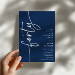 Script Forty' 40th Birthday Einladung<br><div class="desc">Celebrate your milestone 40th birthday in style with our 'Elegant Script 40th Birthday Invitation.' This invitation exudes sophistication with its elegant script typography, showcasing the word 'forty' running up the side. Plus, our easy-to-customize template allows you to add your own event details effortlessly. Say goodbye to fuss and hello to...</div>