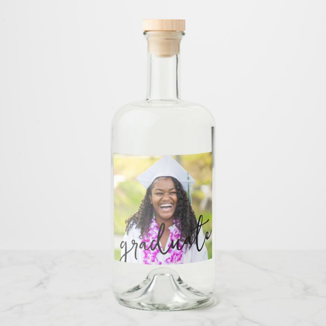 Script Foto Abschluss Liquor Flasche Etikett (Vorderseite)
