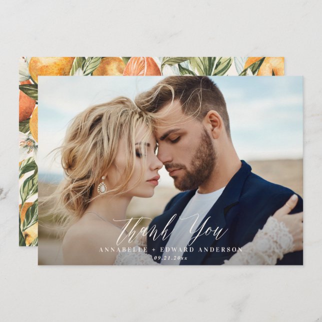 Script Foto Hochzeit danke Zitrus botanisch (Vorne/Hinten)