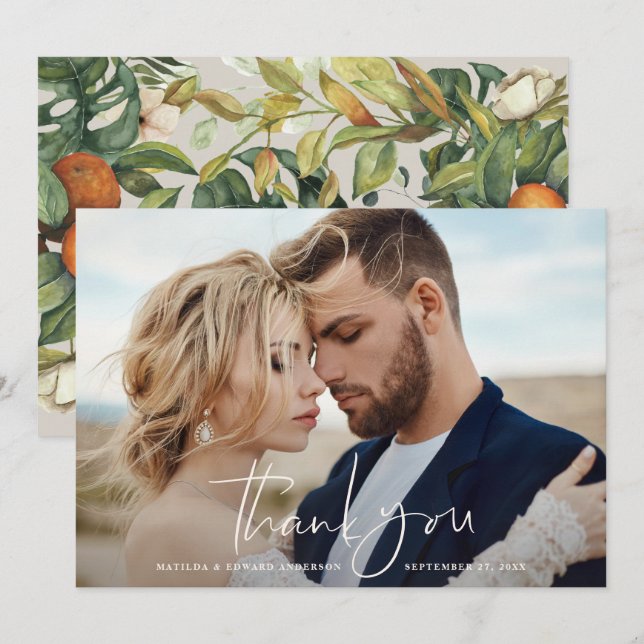 Script Foto Hochzeit danke Zitrus botanisch (Vorne/Hinten)