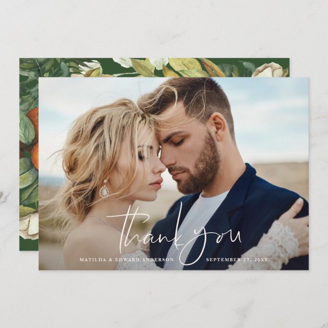 Script Foto Hochzeit danke Zitrus botanisch (Vorne/Hinten)