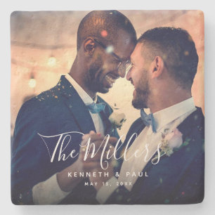 Script-Foto Newlyweds Wedding Steinuntersetzer