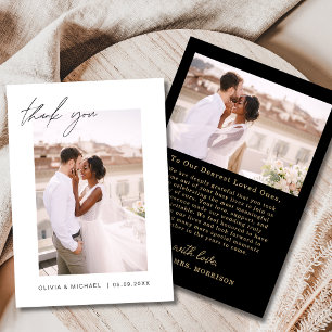 Script Foto Wedding Black Gold Dankeschön Karte