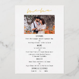 Script-Foto Wedding Luxury Real Foil Menu Card Folieneinladung
