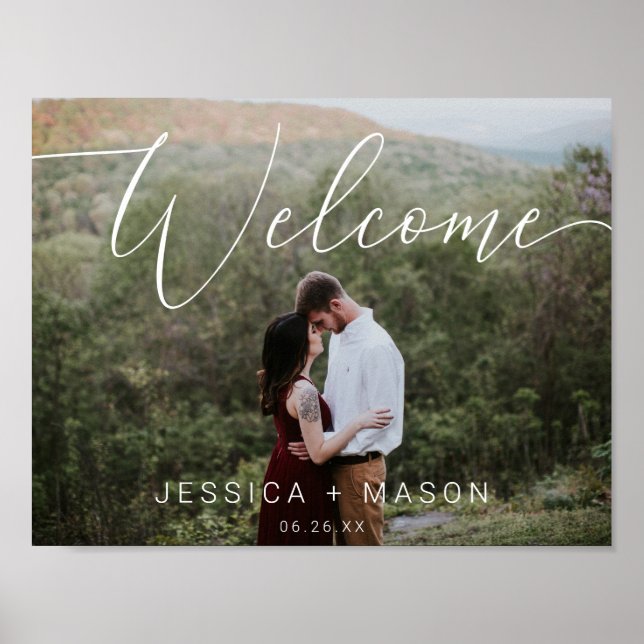 Script Foto Wedding Welcome Sign Poster (Vorne)
