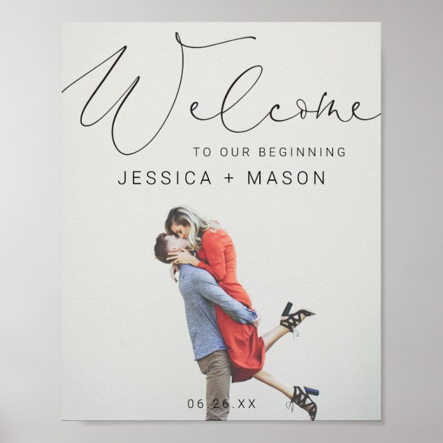 Script Foto Wedding Welcome Sign Poster (Vorne)