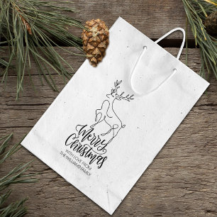 Script frohe Weihnachten, Moderne Linie Art Deer L Gummistempel