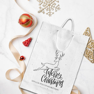 Script frohe Weihnachten, Moderne Linie Art Deer L Gummistempel
