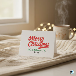 Script frohe Weihnachten rot mit Namen und Jahr