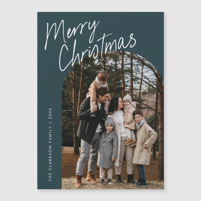 Script Frohe Weihnachtsgeschichte Foto Magnetkarte (Vorderseite)