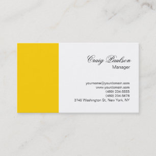 Script-Gelbe weiße Schlichte einfache Visitenkarte