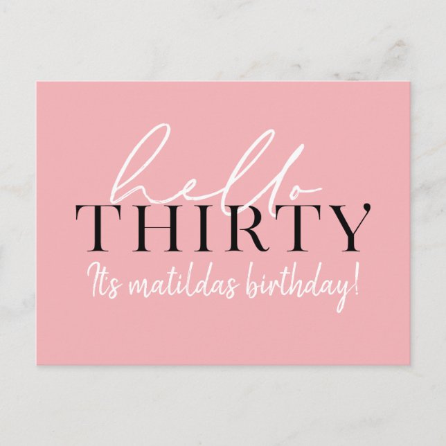 Script & geometrische 30. Geburtstag Postkarte (Vorderseite)