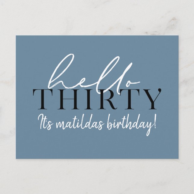 Script & geometrische 30. Geburtstag Postkarte (Vorderseite)