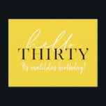 Script & geometrische 30. Geburtstag Postkarte<br><div class="desc">Moderne Schrift & geometrische 30. Geburtstag einladen. Modernes geometrisches Backermuster. Teil einer Sammlung. Die Farbe kann geändert werden.</div>