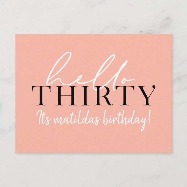 Script & geometrische 30. Geburtstag Postkarte (Vorderseite)