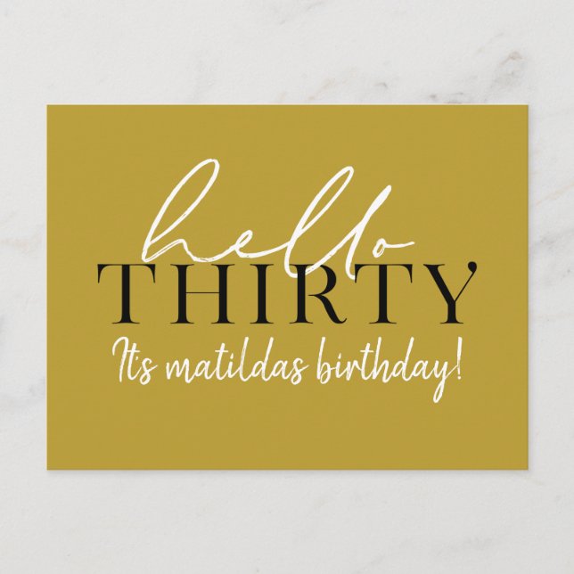 Script & geometrische 30. Geburtstag Postkarte (Vorderseite)