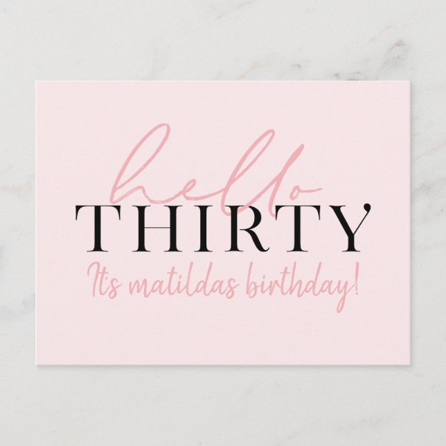 Script & geometrische 30. Geburtstag Postkarte (Vorderseite)