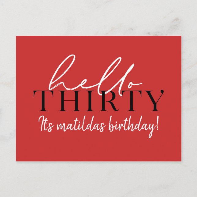 Script & geometrische 30. Geburtstag Postkarte (Vorderseite)