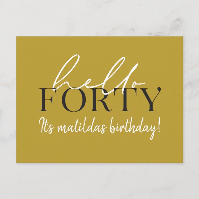 Script & geometrische 40. Geburtstagseinladung Einladungspostkarte (Vorderseite)