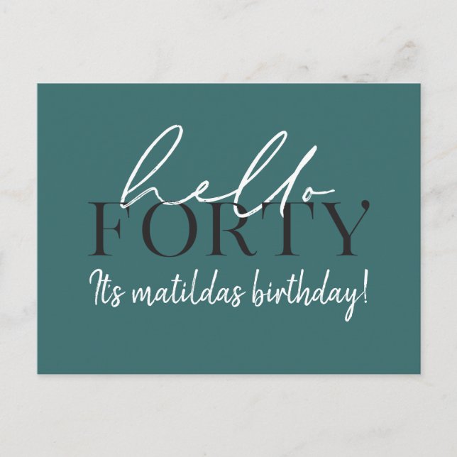 Script & geometrische 40. Geburtstagseinladung Einladungspostkarte (Vorderseite)