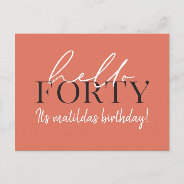 Script & geometrische 40. Geburtstagseinladung Einladungspostkarte (Vorderseite)