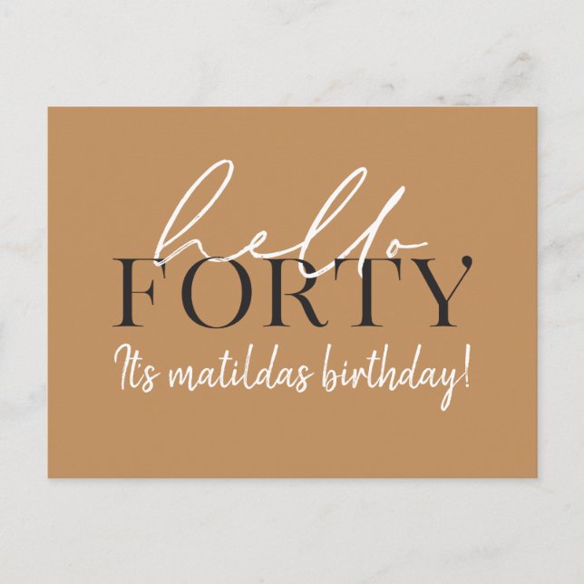 Script & geometrische 40. Geburtstagseinladung Einladungspostkarte (Vorderseite)