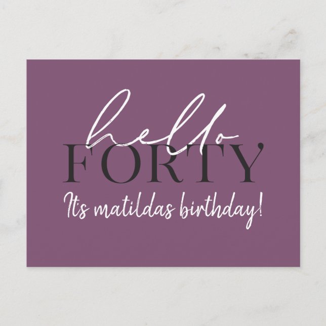 Script & geometrische 40. Geburtstagseinladung Einladungspostkarte (Vorderseite)