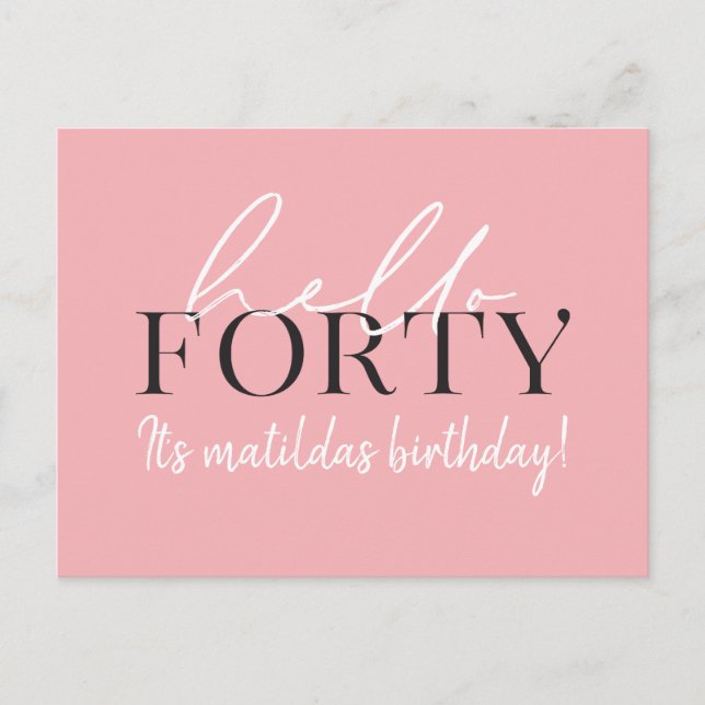 Script & geometrische 40. Geburtstagseinladung Einladungspostkarte (Vorderseite)