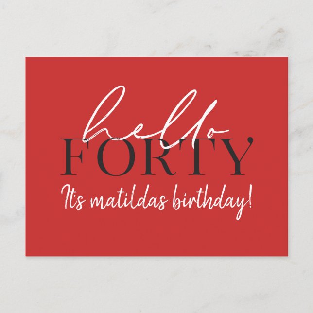 Script & geometrische 40. Geburtstagseinladung Einladungspostkarte (Vorderseite)