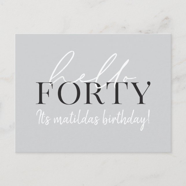 Script & geometrische 40. Geburtstagseinladung Einladungspostkarte (Vorderseite)