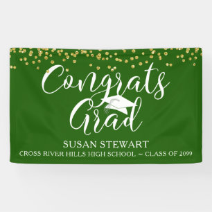 Script GLÜCKWUNSCHS GRAD Gold Glitzer Green Banner