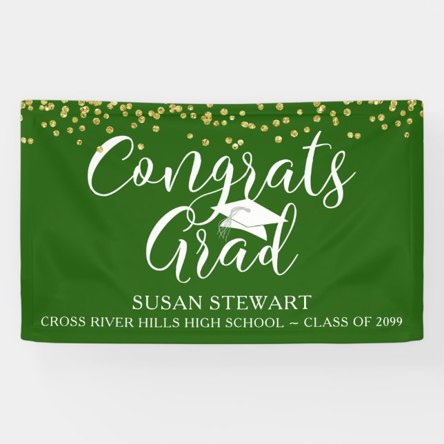 Script GLÜCKWUNSCHS GRAD Gold Glitzer Green Banner (Horizontal)