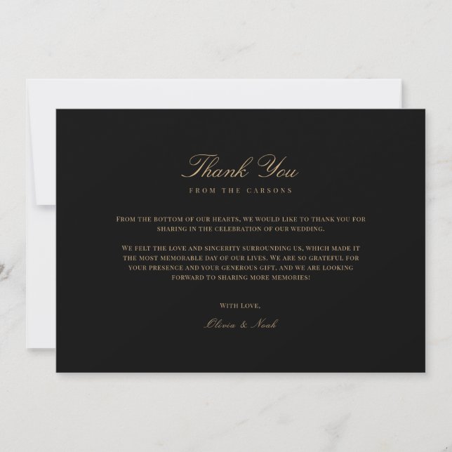 Script Gold & Black Danke Karte (Vorderseite)