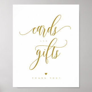 Script Gold Cards and Gifts Sign 8x10" Poster