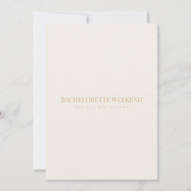 Script Gold & Ivory Bachelorette Weekend Card Einladung (Vorderseite)