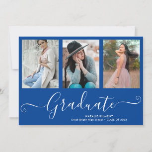 Script Graduate 4 Foto Collage Blue Abschluss Einladung