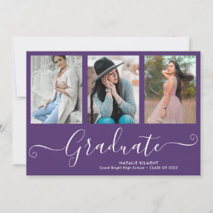 Script Graduate 4 Foto Collage Lila Abschluss Einladung