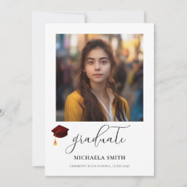 Script Graduate Maroon Graduation Cap Foto Ankündigung