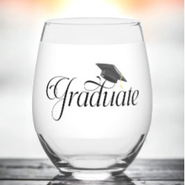 Script Graduate Personalisiert mit Grad Cap-Klasse Weinglas Ohne Stiel