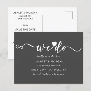 Script Graues Herz machen wir Save the Date Ankündigungspostkarte