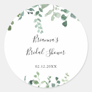 Script Green Foliage Brautparty Gevor Runder Aufkleber