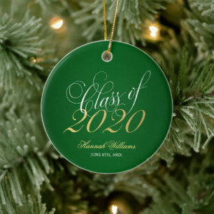 Script Green Gold Class 2020 Abschluss Keramik Ornament