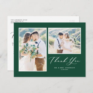 Script Green Two Foto Wedding Vielen Dank Postkarte