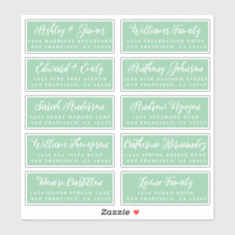 Script Green Wedding Guest Address Labels