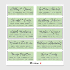 Script Green Wedding Guest Address Labels