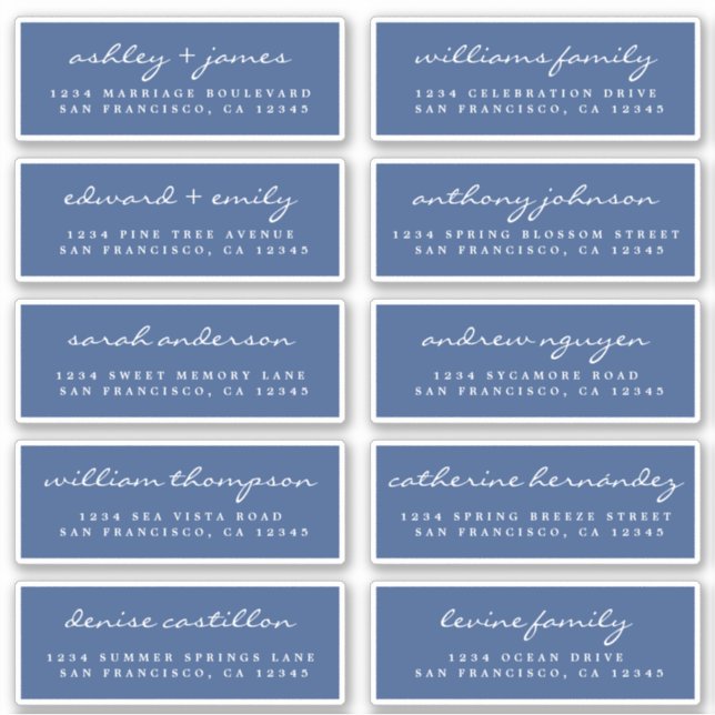 Script Guest Address Labels ORDER 6" oder 8" Blatt (Vorderseite)