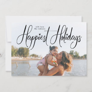 Script Handwriting Happiest Holiday Foto Card Feiertagskarte