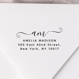 Script Handwritten Monogram Wood Art Stamp Gummistempel