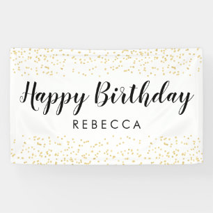 Script Happy Birthday Gold Imitate Confetti Name Banner